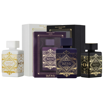 Kit 3 Perfumes Honor Y Glory, Amethyst, Oud For Glory 100ml