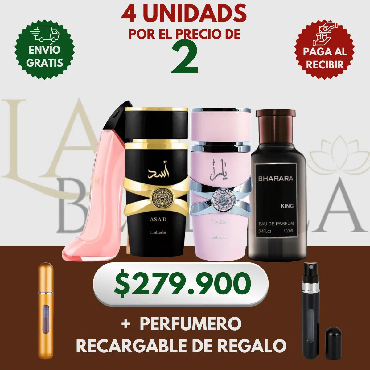 Kit 4 Perfumes Asad, Yara, King, Good Girl Blush